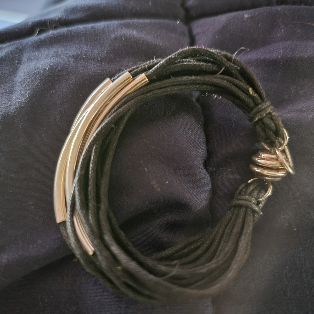 Black and stainless steel bracelet